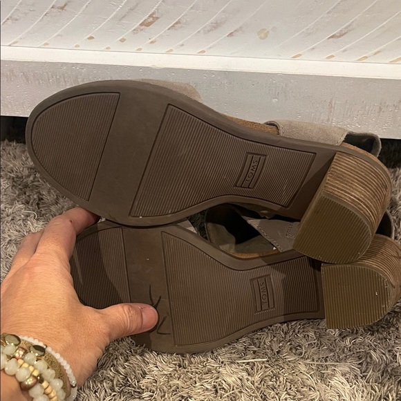 Toms Taupe Block Heel Sandals - Picture 7 of 7